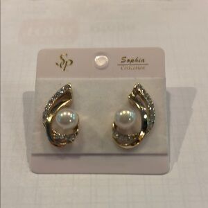 Gold and Pearl Swirl Earrings